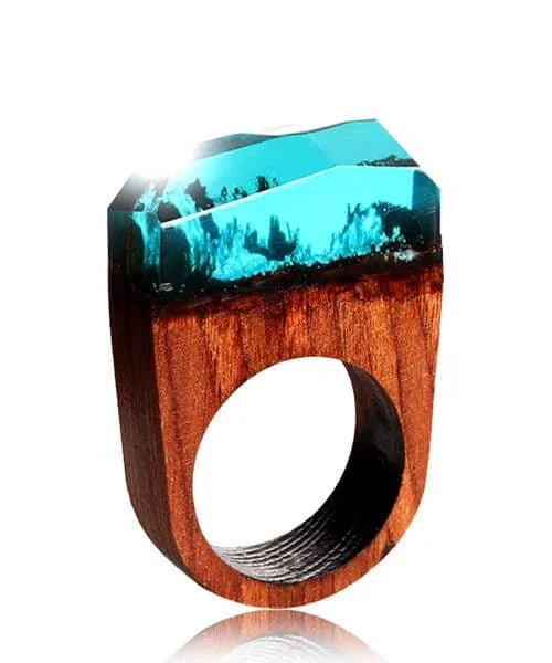 BAGUE BOIS ET RESINE Primale bleu smalt - Bois Eden