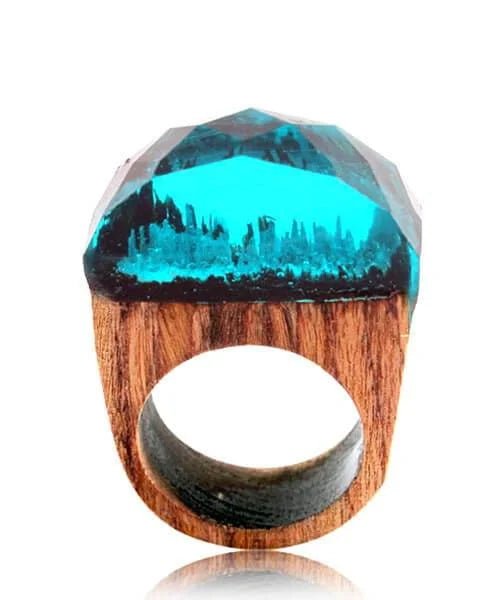 BAGUE BOIS ET RESINE Primale cérulé - Bois Eden