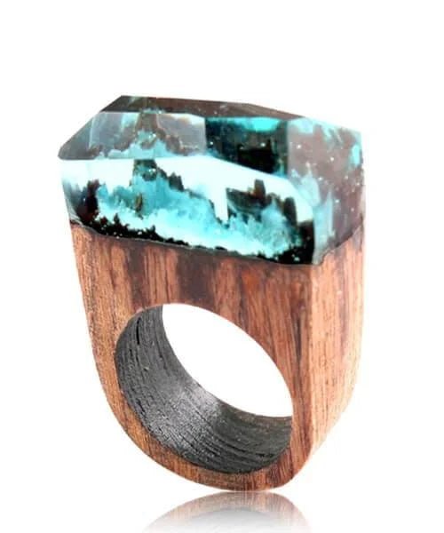 BAGUE BOIS ET RESINE Primale ciel bleu - Bois Eden