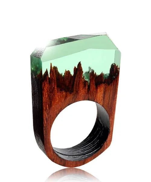 BAGUE BOIS ET RESINE Primale vert tilleul - Bois Eden