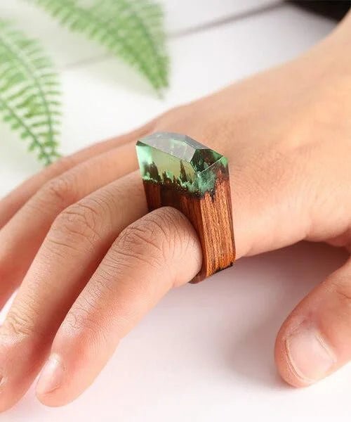 BAGUE BOIS ET RESINE Primale vert tilleul - Bois Eden