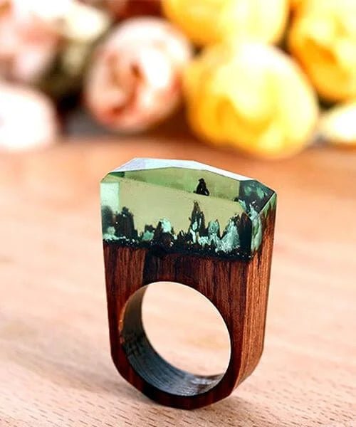 BAGUE BOIS ET RESINE Primale vert tilleul - Bois Eden