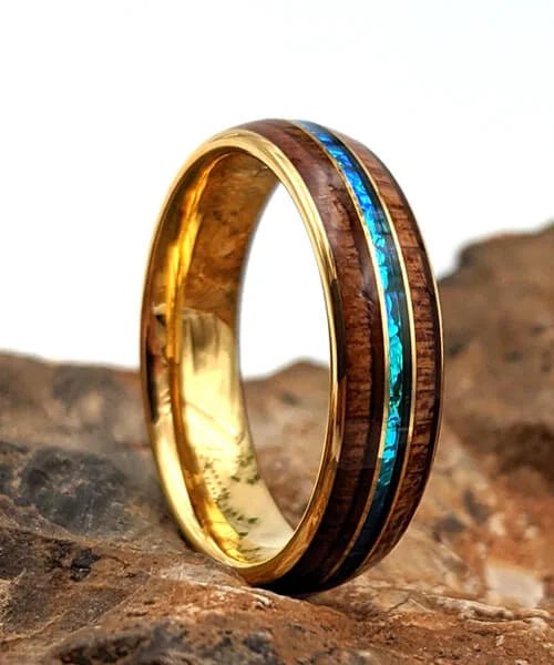 BAGUE EN BOIS Ark dorée - Bois Eden