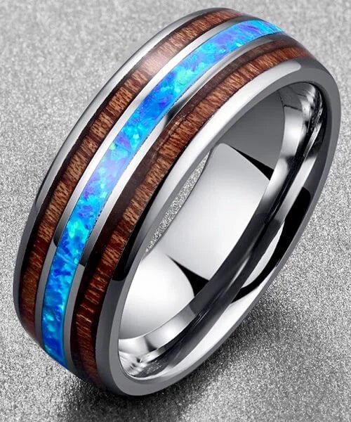 BAGUE EN BOIS Ark Opale argent - Bois Eden