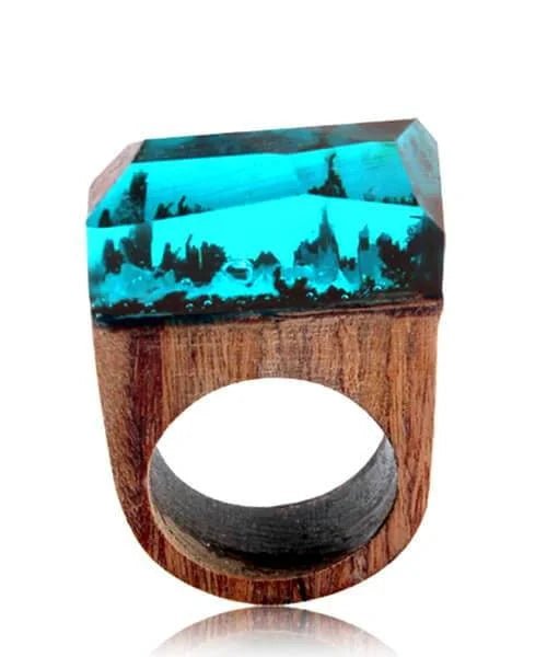 BAGUE EN BOIS ET RÉSINE Primale Lac bleu - Bois Eden