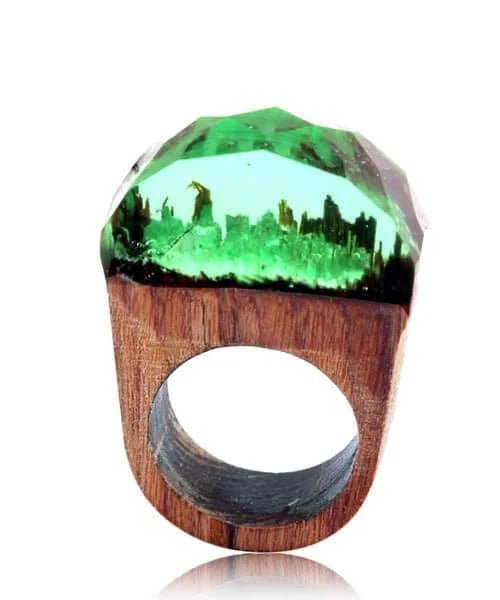 BAGUE EN BOIS ET RÉSINE Primale vert lime - Bois Eden