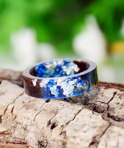 BAGUE EN BOIS ET RÉSINE Rivière Céleste - Bois Eden