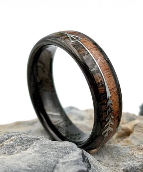 BAGUE EN BOIS Flèche de Cupidon noire Passion Sim - Bois Eden