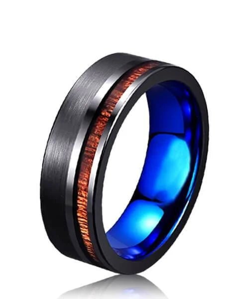 BAGUE EN BOIS Ultron noire et bleu - Bois Eden