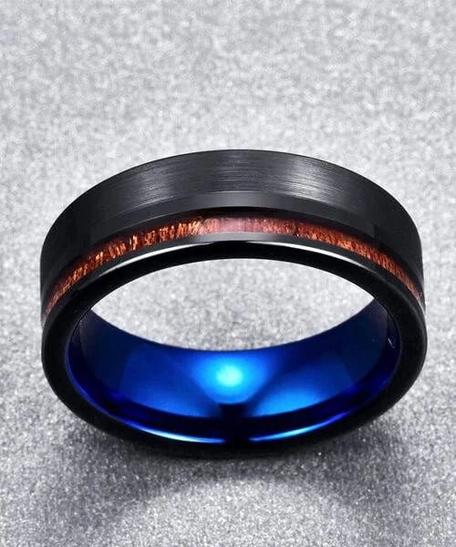 BAGUE EN BOIS Ultron noire et bleu - Bois Eden