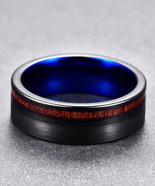 BAGUE EN BOIS Ultron noire et bleu - Bois Eden