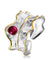 BAGUE FEUILLE ARGENT Éclasia Tourmaline rose - Bois Eden