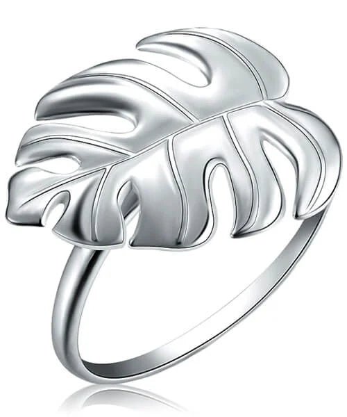 BAGUE FEUILLE ARGENT Monstera - Bois Eden