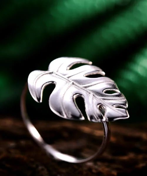 BAGUE FEUILLE ARGENT Monstera - Bois Eden