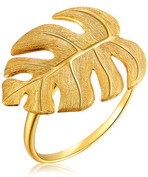 BAGUE FEUILLE OR Monstera - Bois Eden