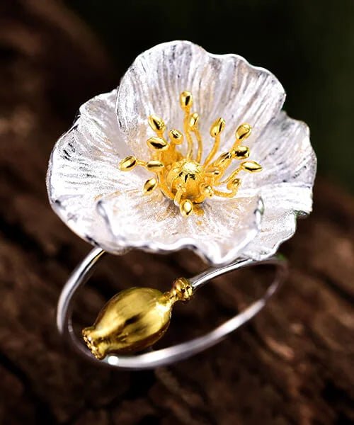 BAGUE FLEUR Coquelicot - Bois Eden