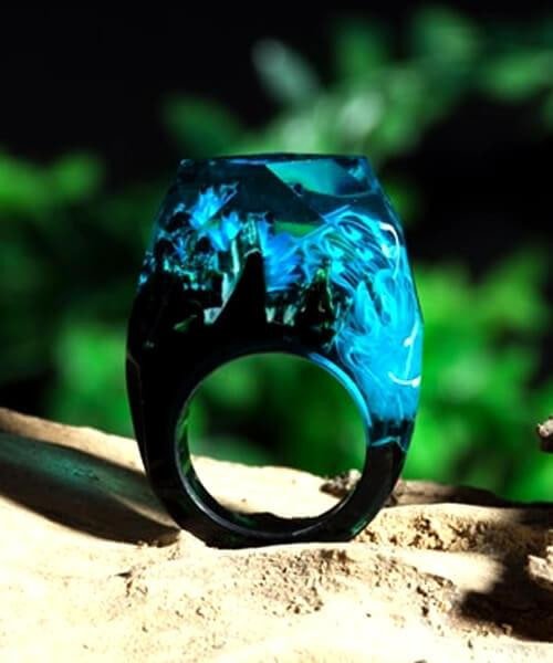 BAGUE RÉSINE Origine blaster bleu - Bois Eden