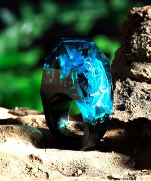 BAGUE RÉSINE Origine blaster bleu - Bois Eden