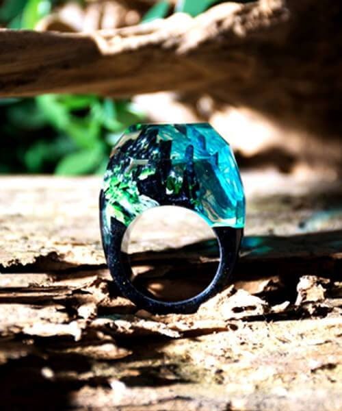 BAGUE RÉSINE Origine bleu exotique - Bois Eden