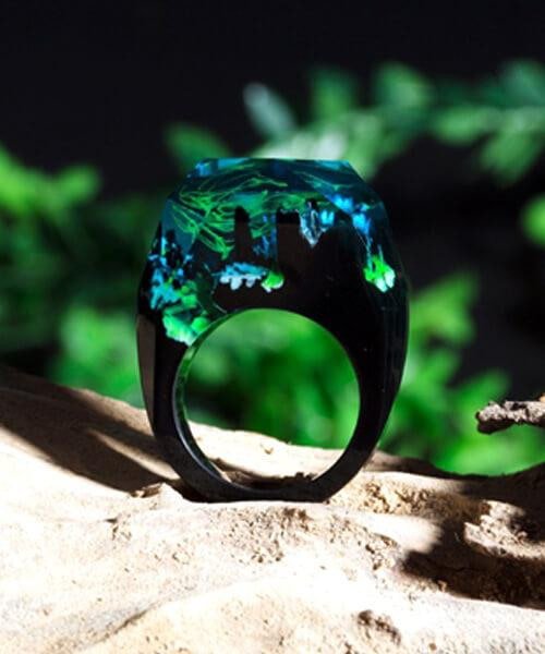 BAGUE RÉSINE Origine fleurs magiques - Bois Eden