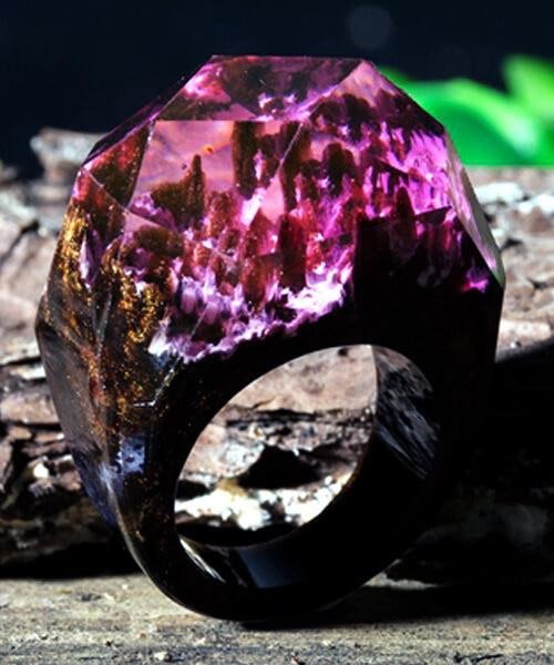 BAGUE RÉSINE Origine fushia - Bois Eden