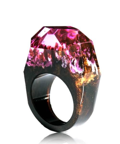 BAGUE RÉSINE Origine fushia - Bois Eden