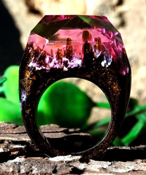 BAGUE RÉSINE Origine fushia - Bois Eden