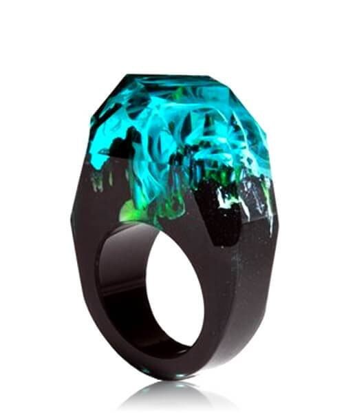 BAGUE RÉSINE Origine tempête bleu - Bois Eden