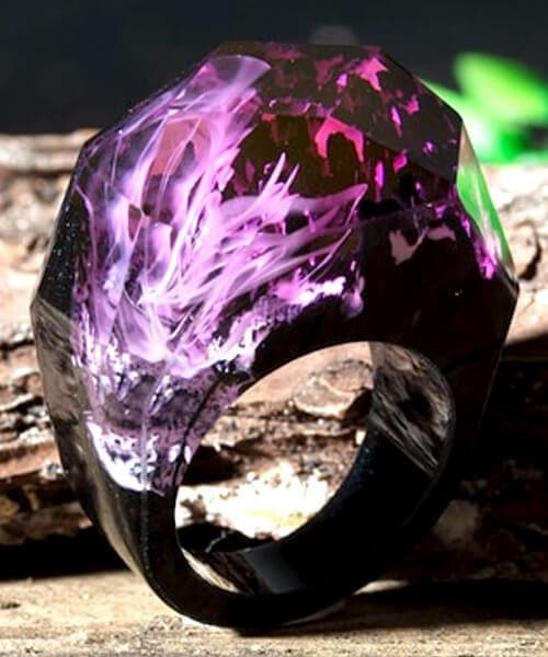 BAGUE RÉSINE Origine tempête de parme - Bois Eden