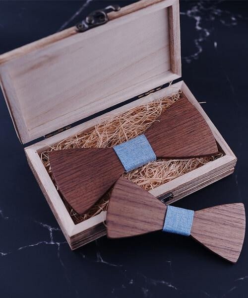 COFFRET NOEUD PAPILLON BOIS Cèdre bleu clair - Bois Eden