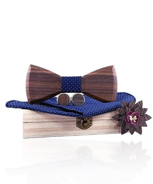 COFFRET NOEUD PAPILLON BOIS Giroflier bleu royal - Bois Eden