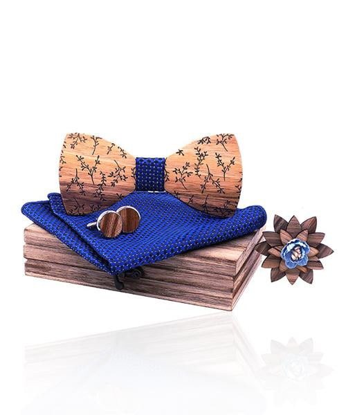 COFFRET NOEUD PAPILLON BOIS Halesia bleu foncé - Bois Eden