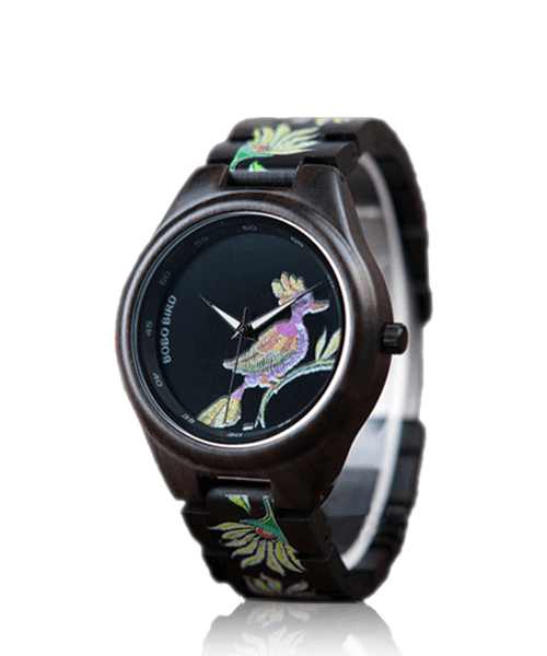 MONTRE EN BOIS FEMME BE Broderie - Bois Eden