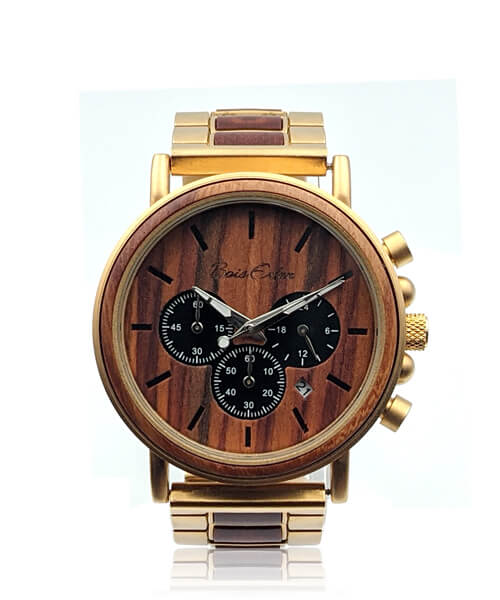 MONTRE EN BOIS HOMME BE Terradium Or Octopale - Bois Eden