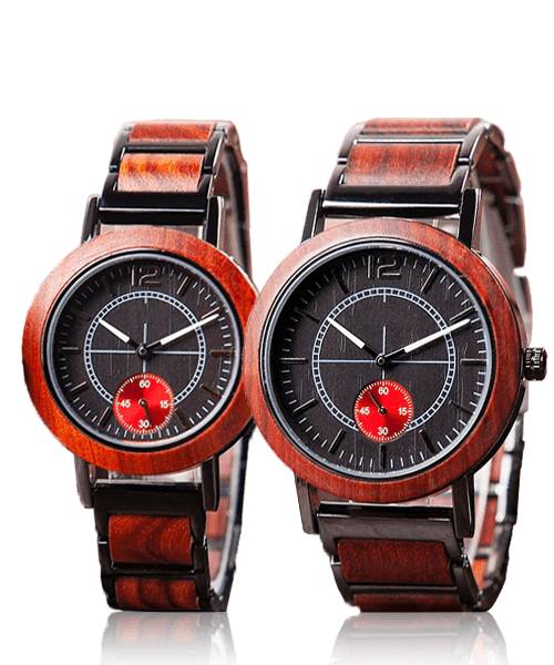 MONTRE EN BOIS HOMME ET FEMME BE Coeur Ardent - Bois Eden