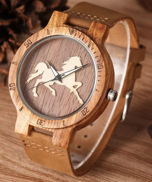 MONTRE EN BOIS HOMME ET FEMME Cheval - Bois Eden