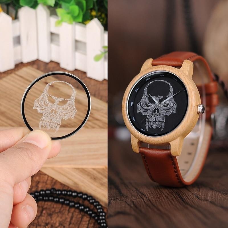 MONTRE EN BOIS HOMME ET FEMME Tête de mort - Bois Eden