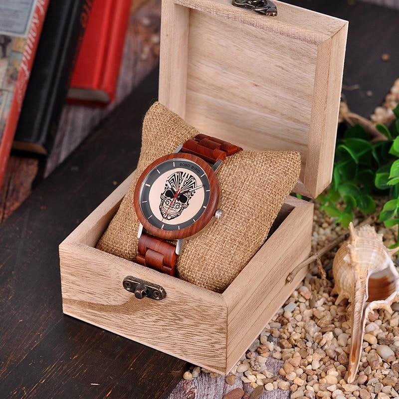 MONTRE EN BOIS HOMME Tête de mort - Bois Eden