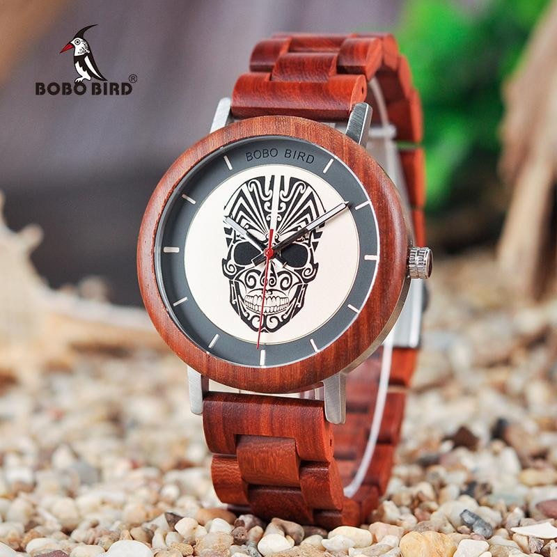 MONTRE EN BOIS HOMME Tête de mort - Bois Eden