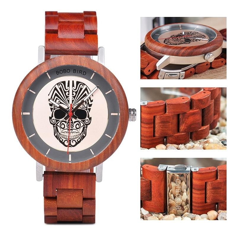 MONTRE EN BOIS HOMME Tête de mort - Bois Eden