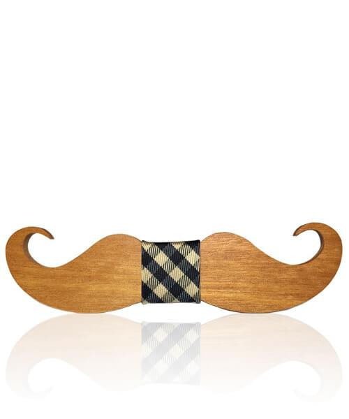 NOEUD PAPILLON ENFANT MOUSTACHE Aristo à carreaux - Bois Eden