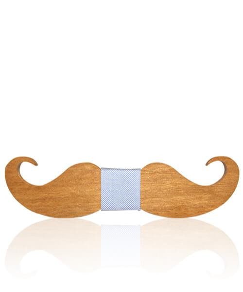 NOEUD PAPILLON ENFANT MOUSTACHE Aristo bleu clair - Bois Eden