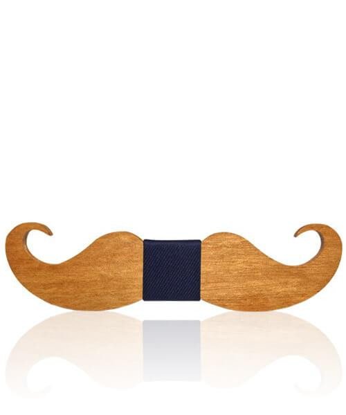 NOEUD PAPILLON ENFANT MOUSTACHE Aristo bleu foncé - Bois Eden