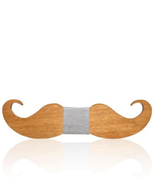 NOEUD PAPILLON ENFANT MOUSTACHE Aristo gris - Bois Eden