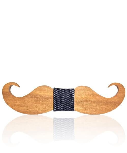 NOEUD PAPILLON ENFANT MOUSTACHE Aristo jean bleu foncé - Bois Eden